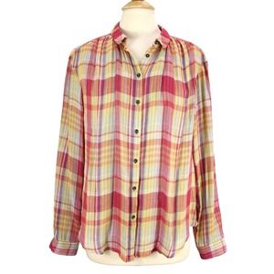 Holding Horses Gailen Plaid Shirt Size 10 Long Sleeve Button Front Anthropologie